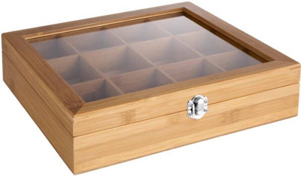 Bredemeijer Universal Theedoos met Venster 12 vakken Bamboe
