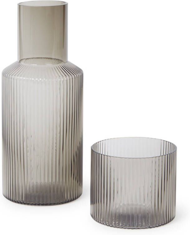 Ferm Living Ripple Karaf Set Gerookt Grijs