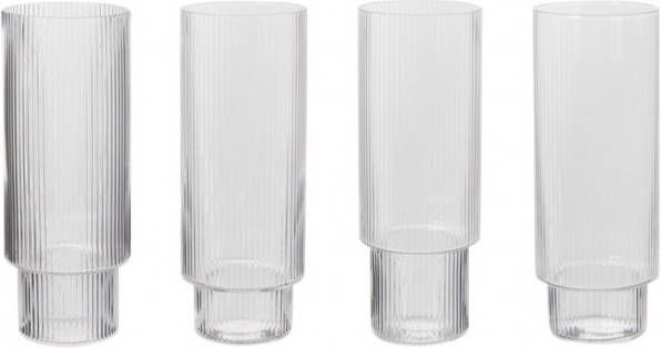Ferm Living Ripple Longdrinkglazen, set van 4 stuks Transparant