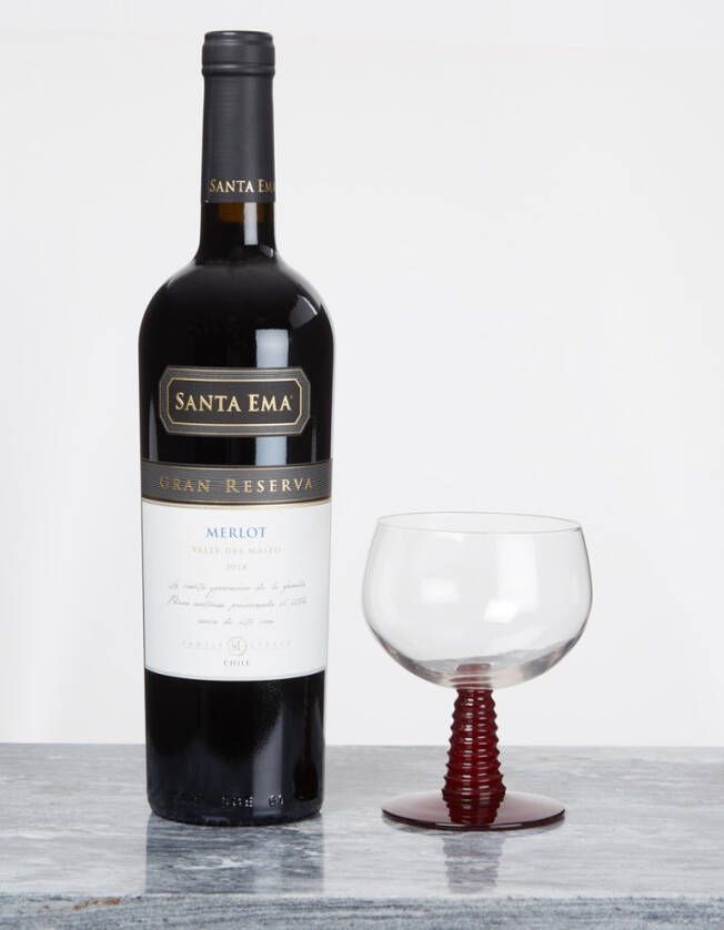 HKliving Wijnglas Swirl mixed colours laag set van 4