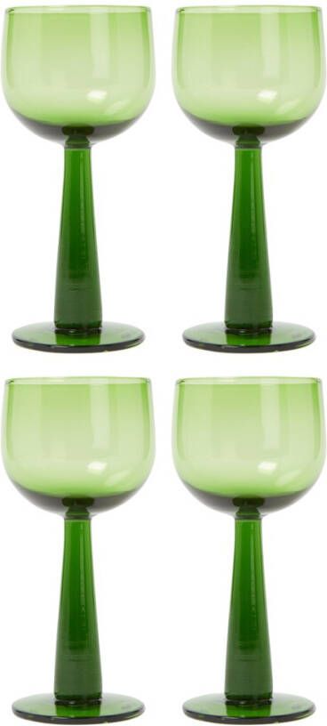 HKliving Wijnglas limoen groen The Emeralds lang set van 4