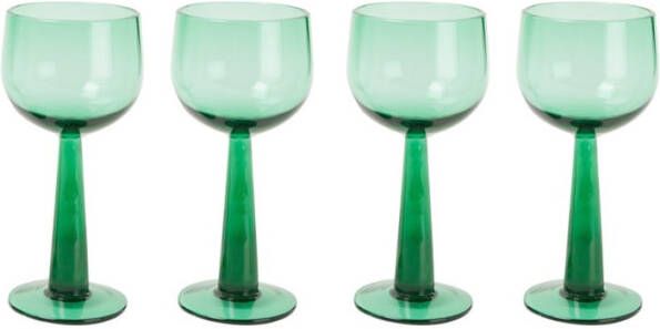HKliving Wijnglas varen groen The Emeralds lang set van 4