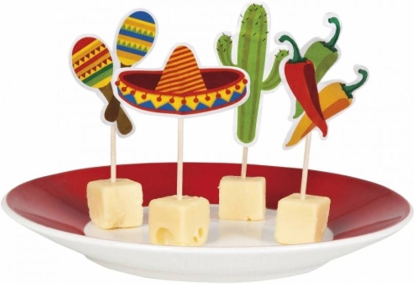 Bellatio Decorations 120x Mexicaanse Cocktail Prikkers Fiesta 9 Cm Cocktailprikkers
