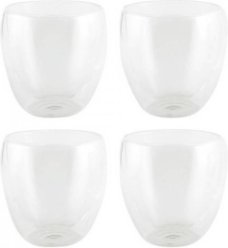 Merkloos 4x Luxe Dubbelwandige Theeglazen 200ml Koffie En Theeglazen