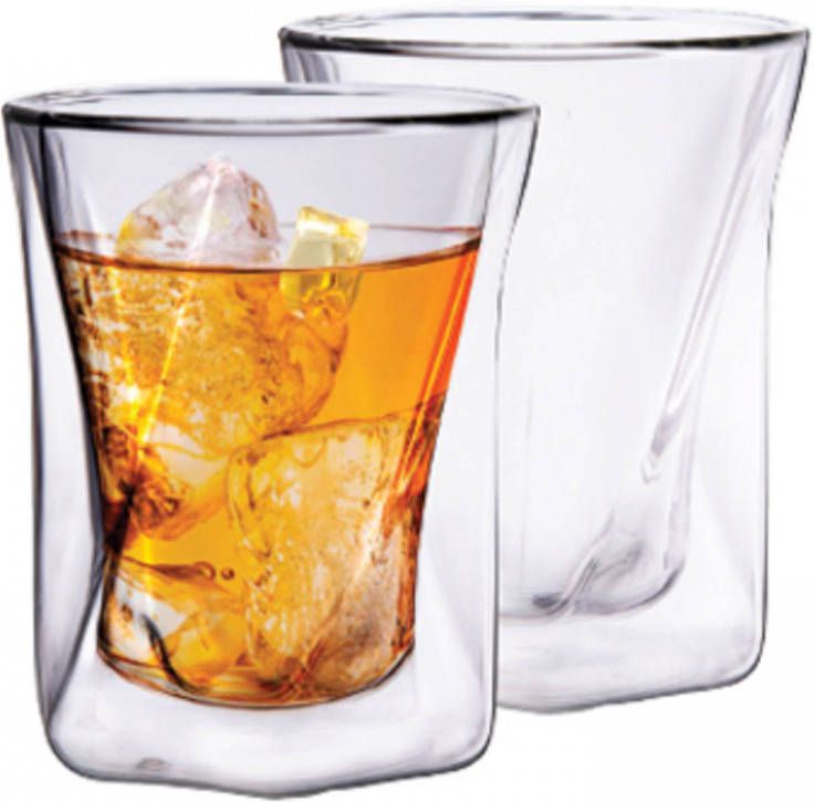 Altom Design Luxe Dubbelwandige Whiskey Glazen Whiskey Glazen Draai Motief Set Van 2 300 Ml