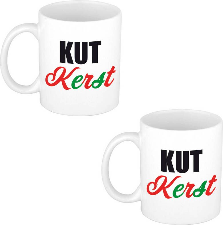 Bellatio Decorations 2x Stuks Kutkerst Koffiemok/Theebeker Kerstmis 300 Ml Bekers