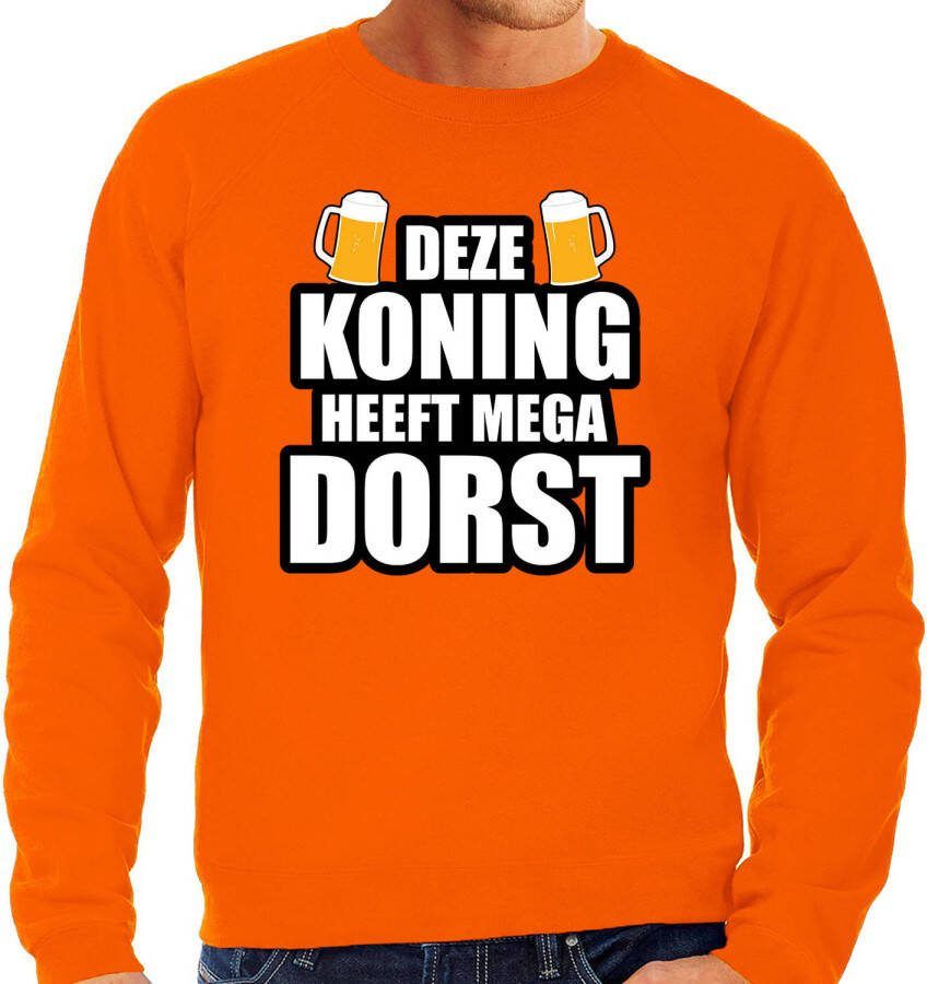Bellatio Decorations Deze Koning Heeft Mega Dorst/Bier Sweater Oranje Voor Heren Koningsdag Truien S Feesttruien