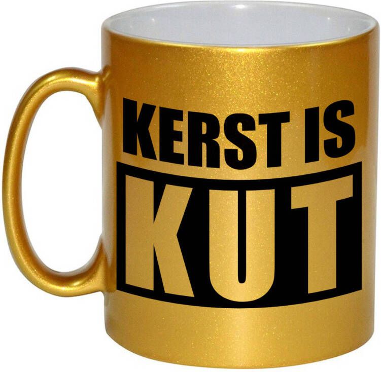 Bellatio Decorations Kerst Is Kut Koffiemok/Theebeker Goud Kerstmis 330 Ml Bekers