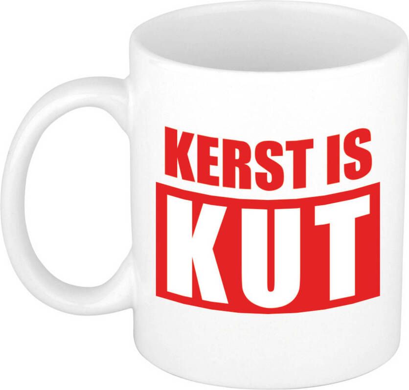 Bellatio Decorations Kerst Is Kut Koffiemok/Theebeker In Rode Letters Kerstmis 300 Ml Bekers