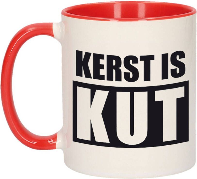 Bellatio Decorations Kerst Is Kut Koffiemok/Theebeker Rood Kerstmis Kerstcadeau 300 Ml Bekers