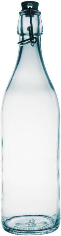 Bormioli Rocco 1x Glazen Beugelflessen/weckflessen Transparant 1 Liter Rond Waterflessen/karaffen