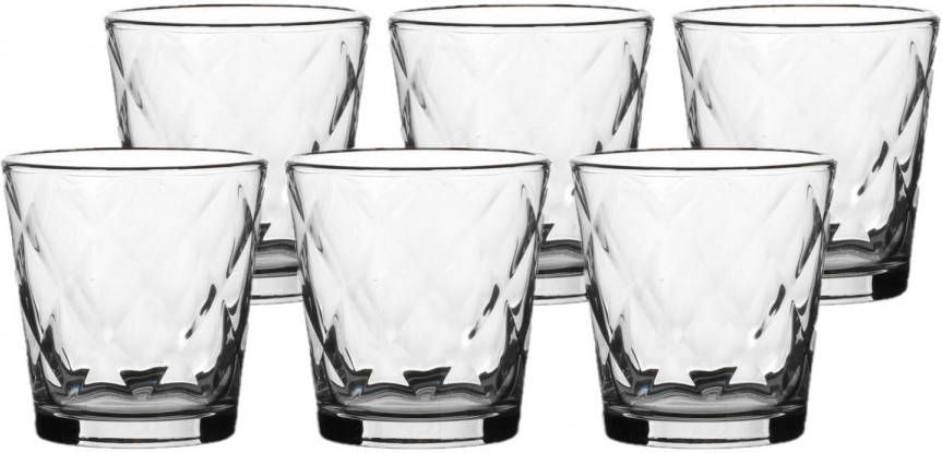 Bormioli Rocco Waterglazen/drinkglazen Set Van 6x Stuks 240 Ml Transparant Kaleido Relief Drinkglazen
