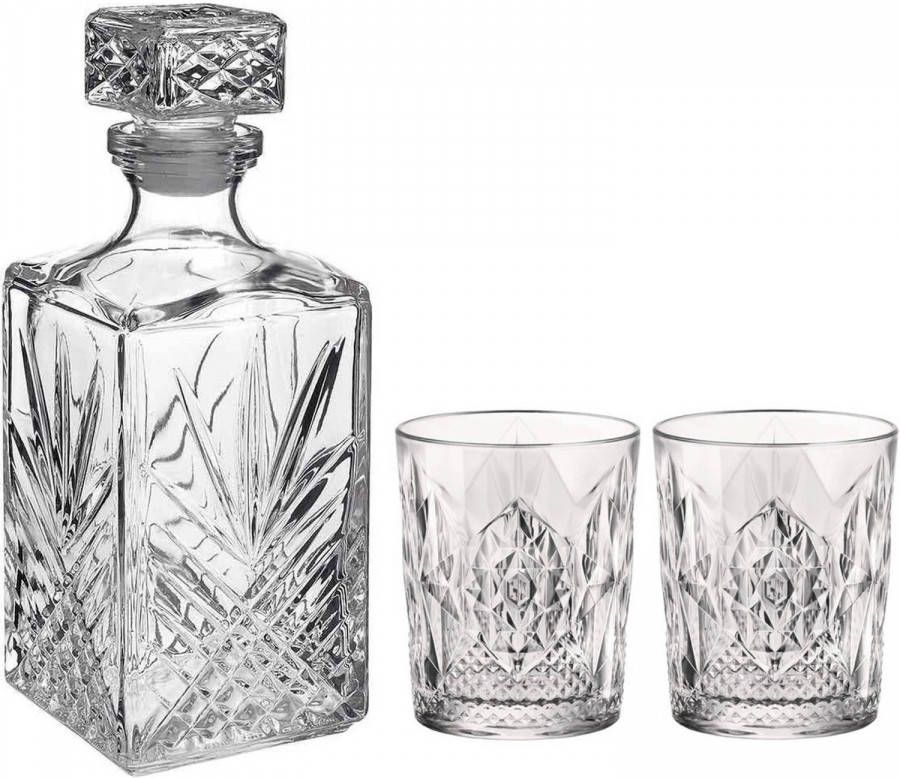 Bormioli Rocco Whisky Drank Set Karaf Met 6x Tumbler Whiskyglazen 390 Ml Whiskeyglazen