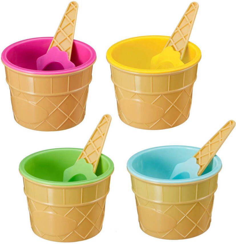 Decopatent ® 4 delige Ijsbeker Set Bestaande Uit 2x Ijsbekers En 2x