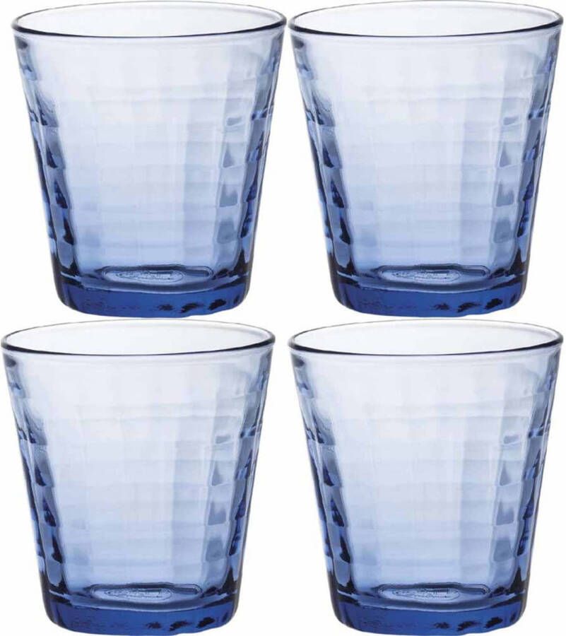 Duralex 4x Drinkglazen/waterglazen Blauw 220 Ml Prisme Drinkglazen