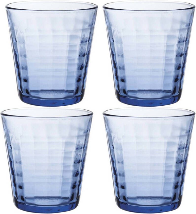 Duralex 4x Drinkglazen/waterglazen Blauw 275 Ml Prisme Drinkglazen