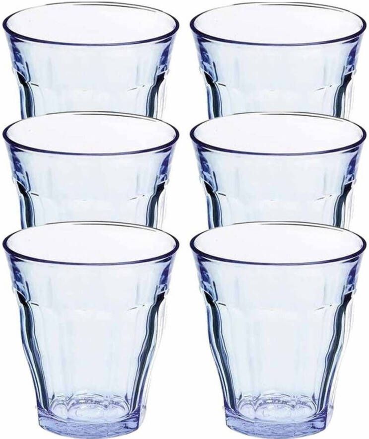 Duralex 6x Drinkglazen/waterglazen Blauw 310 Ml Picardie Drinkglazen