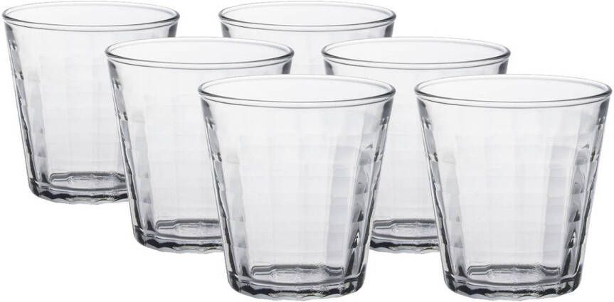 Duralex 6x Drinkglazen/waterglazen Transparant 220 Ml Prisme Drinkglazen