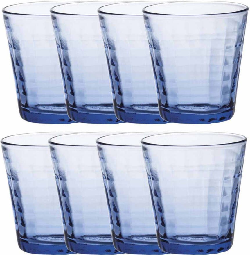 Duralex 8x Drinkglazen/waterglazen Blauw 220 Ml Prisme Drinkglazen