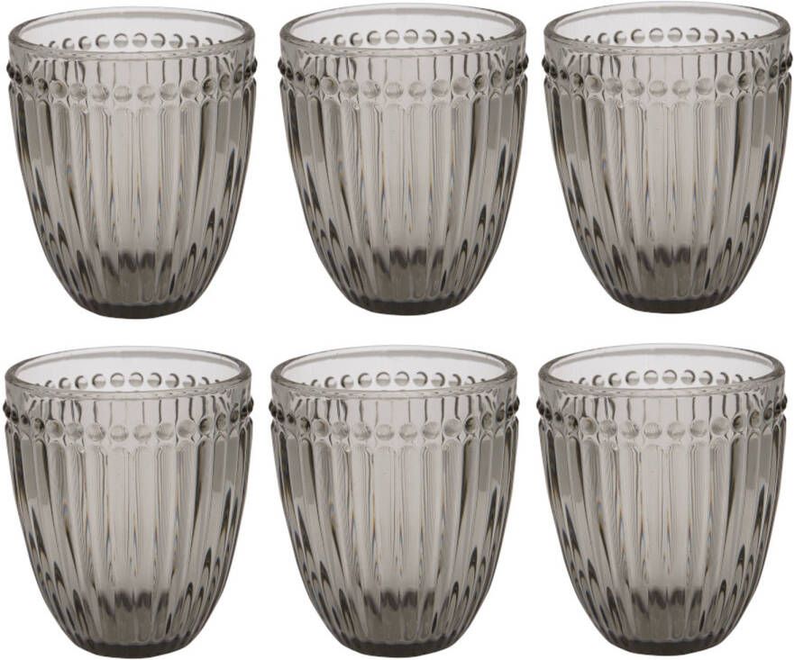 GreenGate 6x Waterglazen Set Alice Grijs Ø8.5 Cm 350ml Drinkglazen