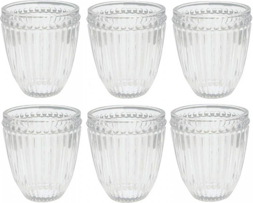 GreenGate 6x Waterglazen Set Alice Helder Ø8.5 Cm 350ml Drinkglazen