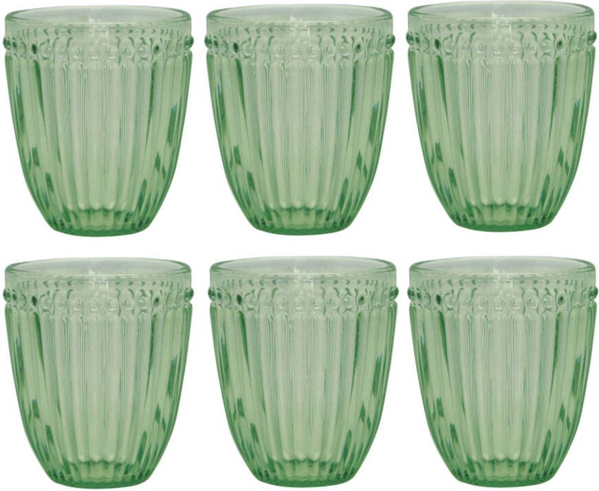 GreenGate 6x Waterglazen Set Alice Lichtgroen Ø8.5 Cm 350ml Drinkglazen
