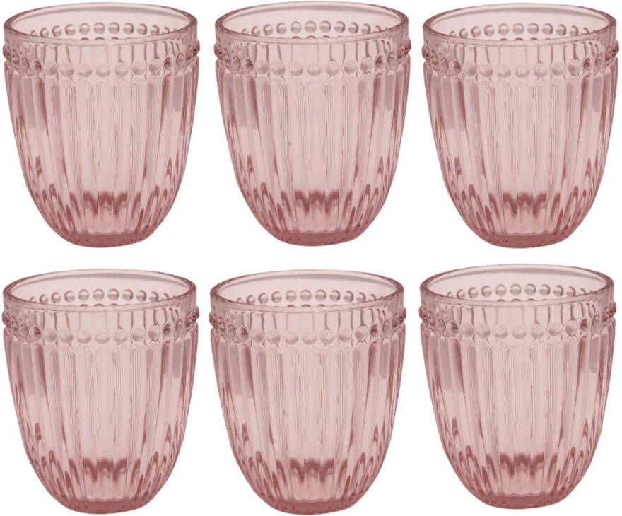 GreenGate 6x Waterglazen Set Alice Lichtroze Ø8.5 Cm 350ml Drinkglazen