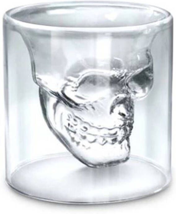 HomeLiving Aretica Shot Glaasje Skull Set Van 4 Glas