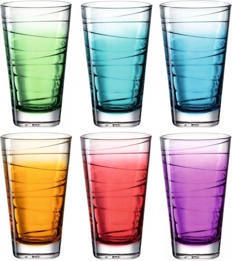 LEONARDO Longdrinkglas Vario STRUTTURA Colori glas, kleurverloop, 280 ml, 6 delig(set )