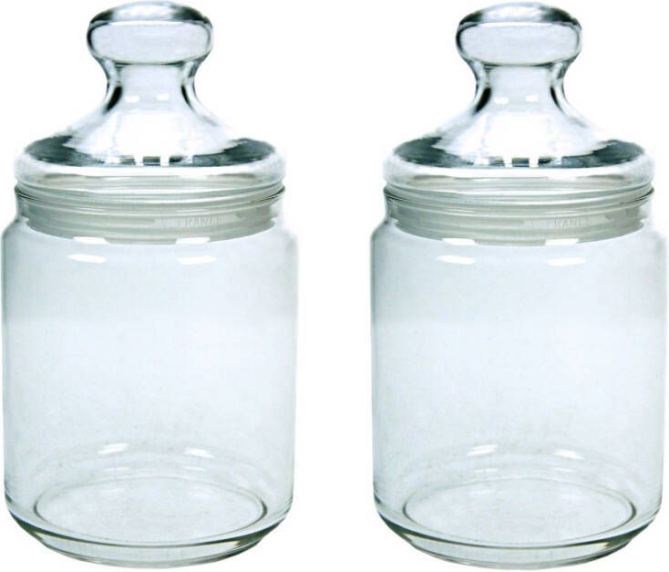 Luminarc Set Van 2x Stuks Voorraadpotten/bewaarpotten 750 Ml Glas Met Glazen Deksel Voorraadpot