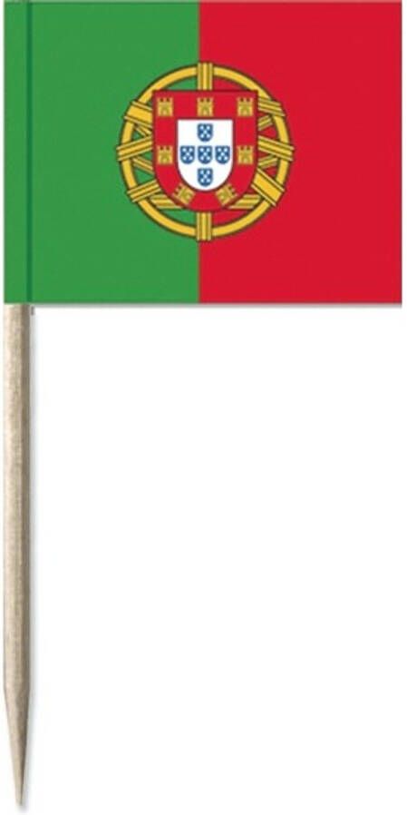 Merkloos 100x Cocktailprikkers Portugal 8 Cm Vlaggetje Landen Decoratie Cocktailprikkers