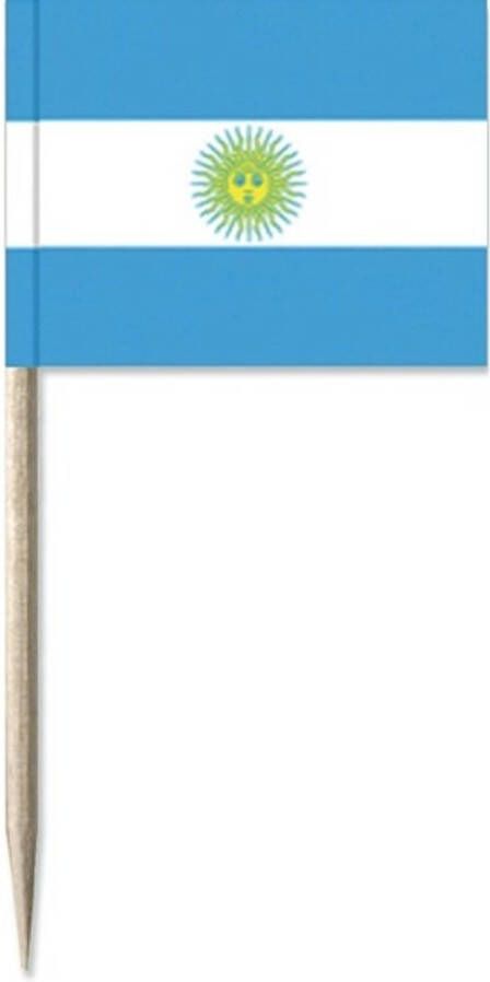Merkloos 100x Cocktailprikkers Argentinie 8 Cm Vlaggetje Landen Decoratie Cocktailprikkers