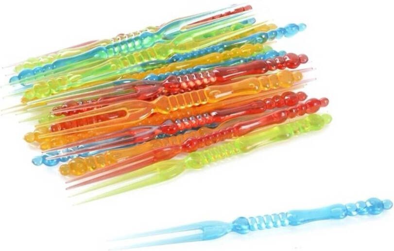 Merkloos 125x Plastic Gekleurde Cocktailprikkers Cocktailprikkers