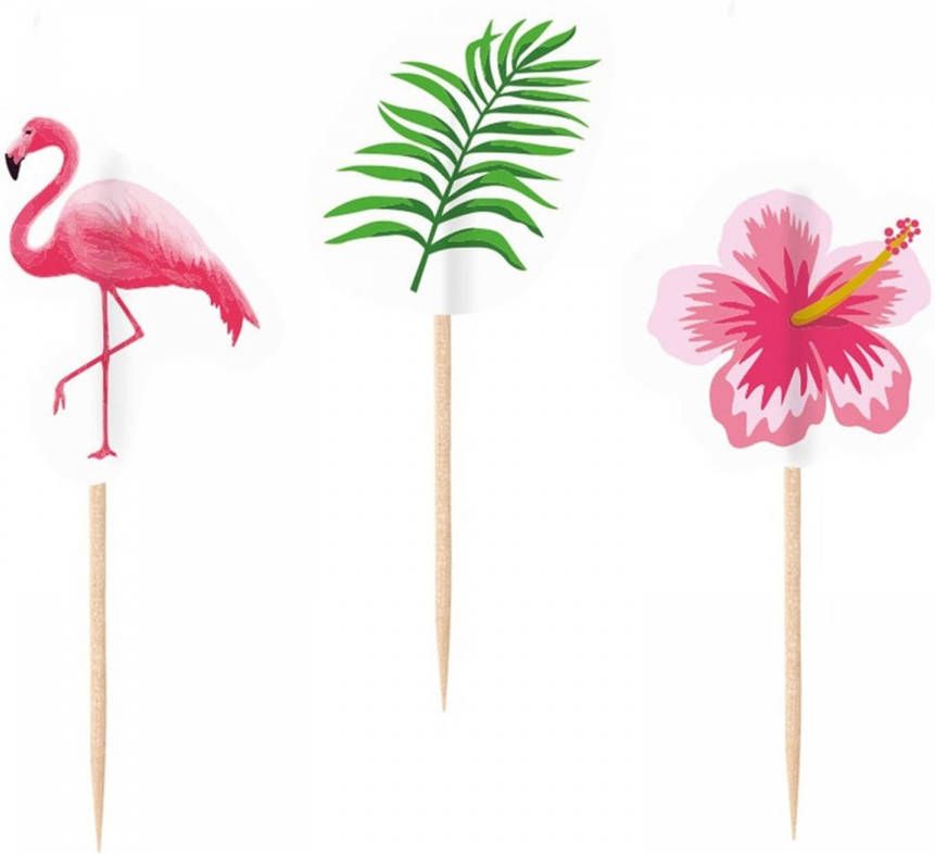 Merkloos 20x Flamingo Print Cocktailprikkers