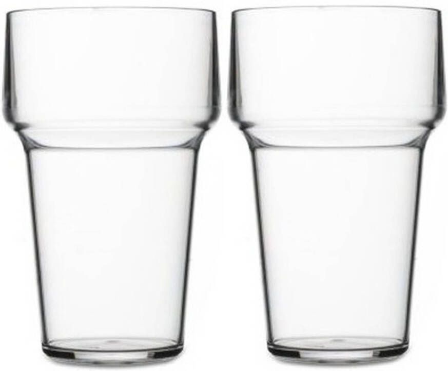Merkloos 2x Bier Glazen Van Kunststof 250 Ml Bierglazen