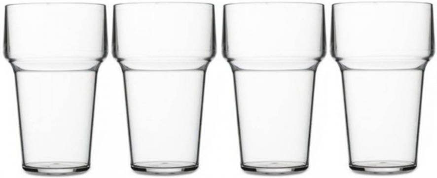 Merkloos 4x Bier Glazen Van Kunststof 250 Ml Bierglazen