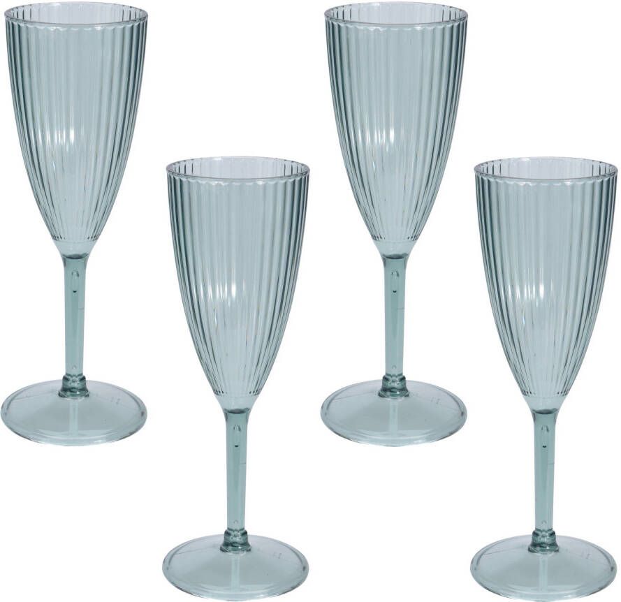 Merkloos 4x Champagneglazen/flutes Van Kunststof 225 Ml Champagneglazen