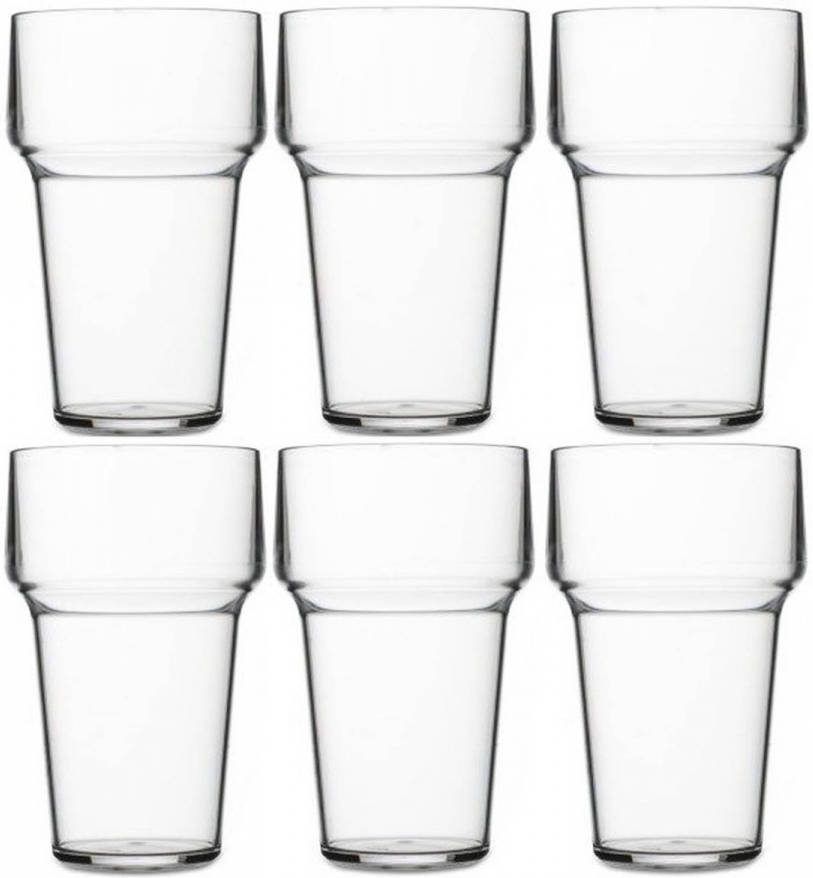 Merkloos 6x Bier Glazen Van Kunststof 250 Ml Bierglazen