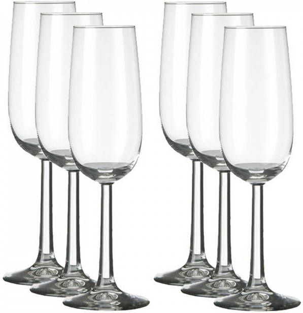 Merkloos 6x Champagneglazen/flutes Transparant 170 Ml Bouquet Champagneglazen