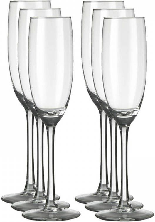 Merkloos 6x Champagneglazen/flutes Transparant 190 Ml Plaza Champagneglazen