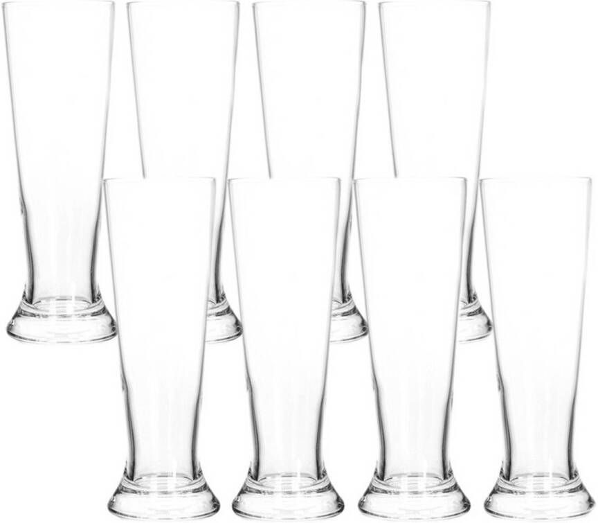 Merkloos 8x Bierglazen Smal 370 Ml Bierglazen