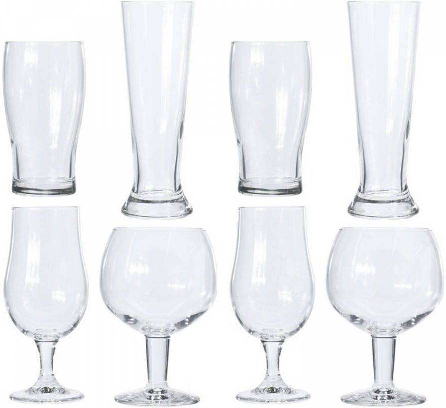 Merkloos 8x Bierglazen/proefglazen Speciaal Bier Bierglazen