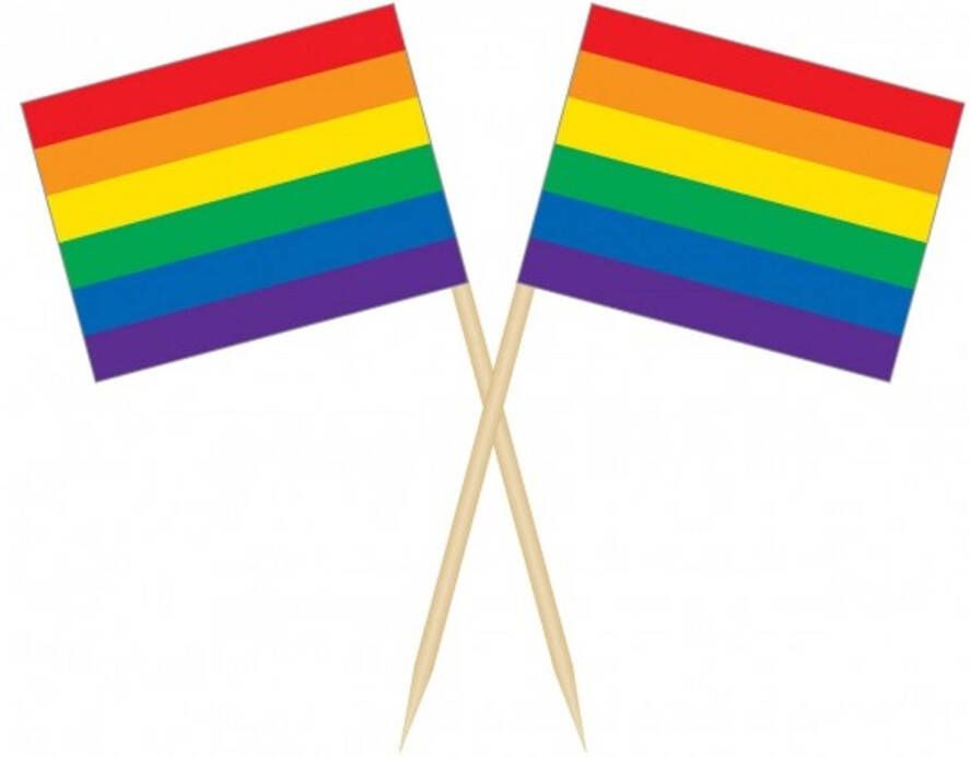 Merkloos Cocktail Prikkers Regenboogvlag 50 Stuks