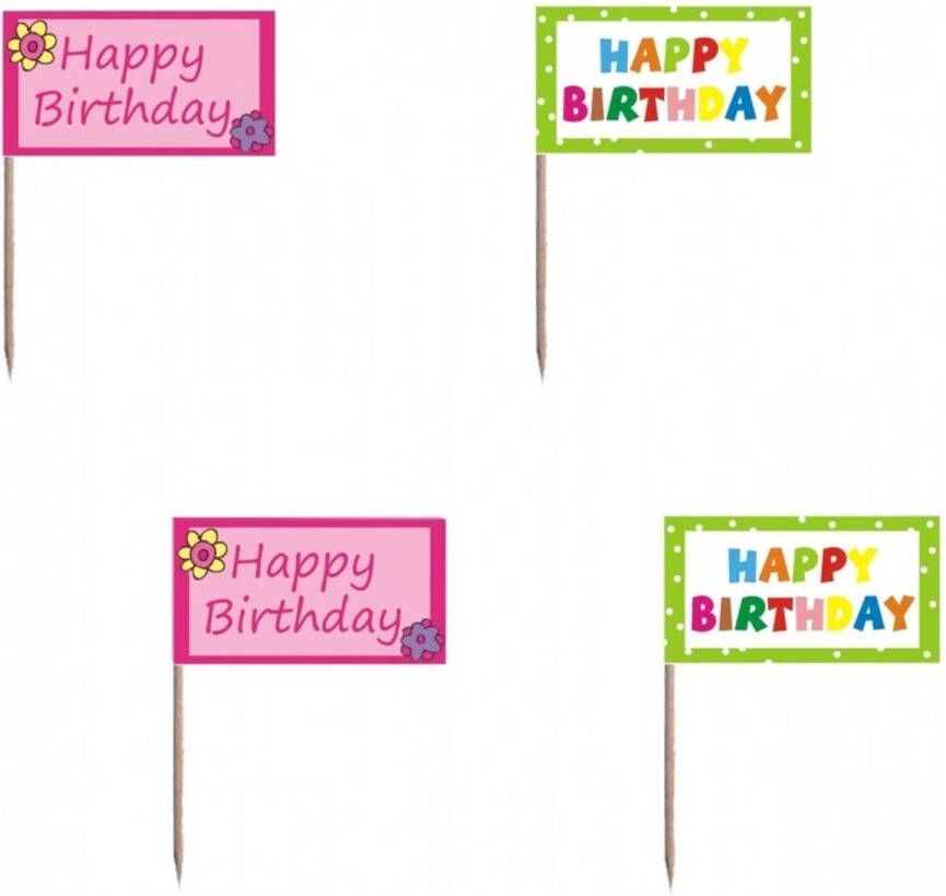 Merkloos Happy Birthday Cocktail Prikkers 20 Stuks