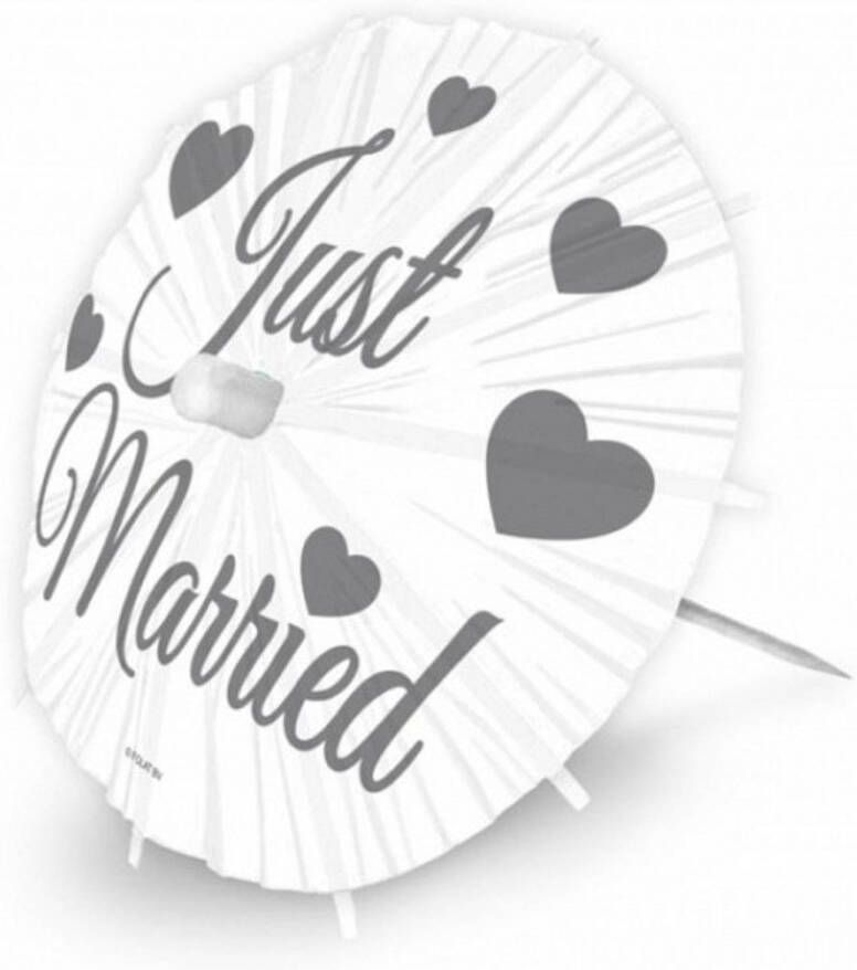 Merkloos Just Married Parasol Prikkers
