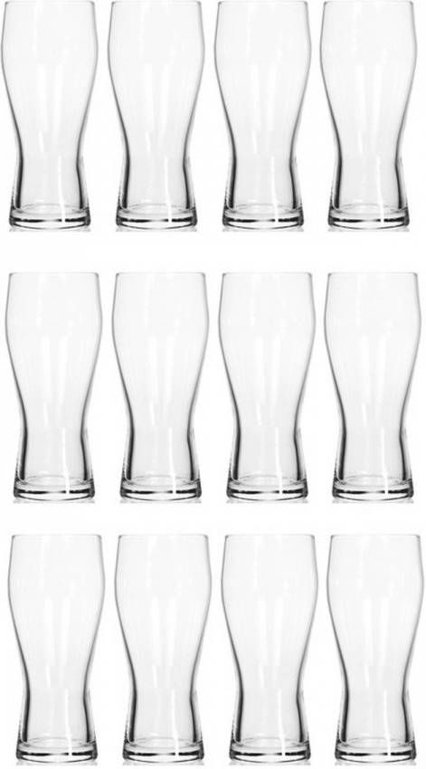 Merkloos Set Van 12 Bierglazen/drinkglazen 400 Ml Bierglazen