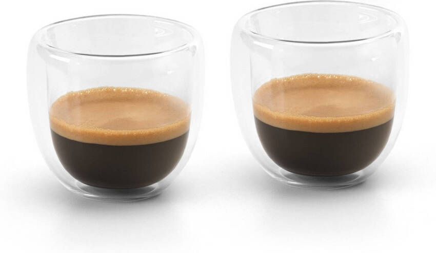 Merkloos Set Van 4x Dubbelwandige Koffie/espresso Glazen 75 Ml Transparant Koffie En Theeglazen