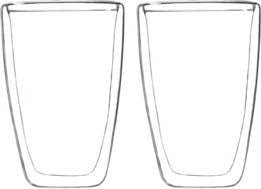 Merkloos Set Van 4x Dubbelwandige Koffie/theeglazen 400 Ml Koffie En Theeglazen