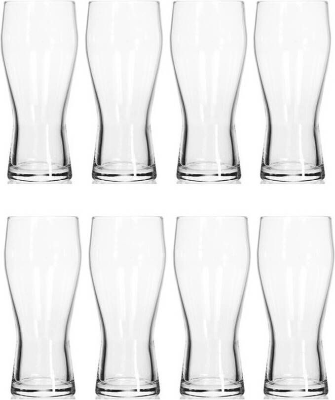 Merkloos Set Van 8 Bierglazen/drinkglazen 400 Ml Bierglazen