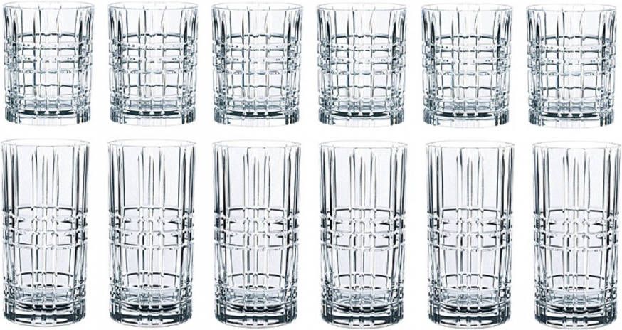 Nachtmann Square Whiskey en Longdrinkglazen Set 12 delig